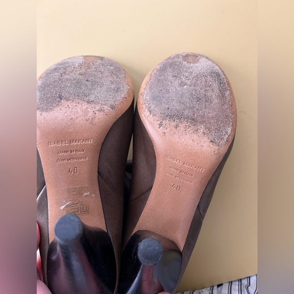 Isabel Marant Lakfee leather slouch boots cone heel sz 40 US 9.5 10 - Picture 3 of 3